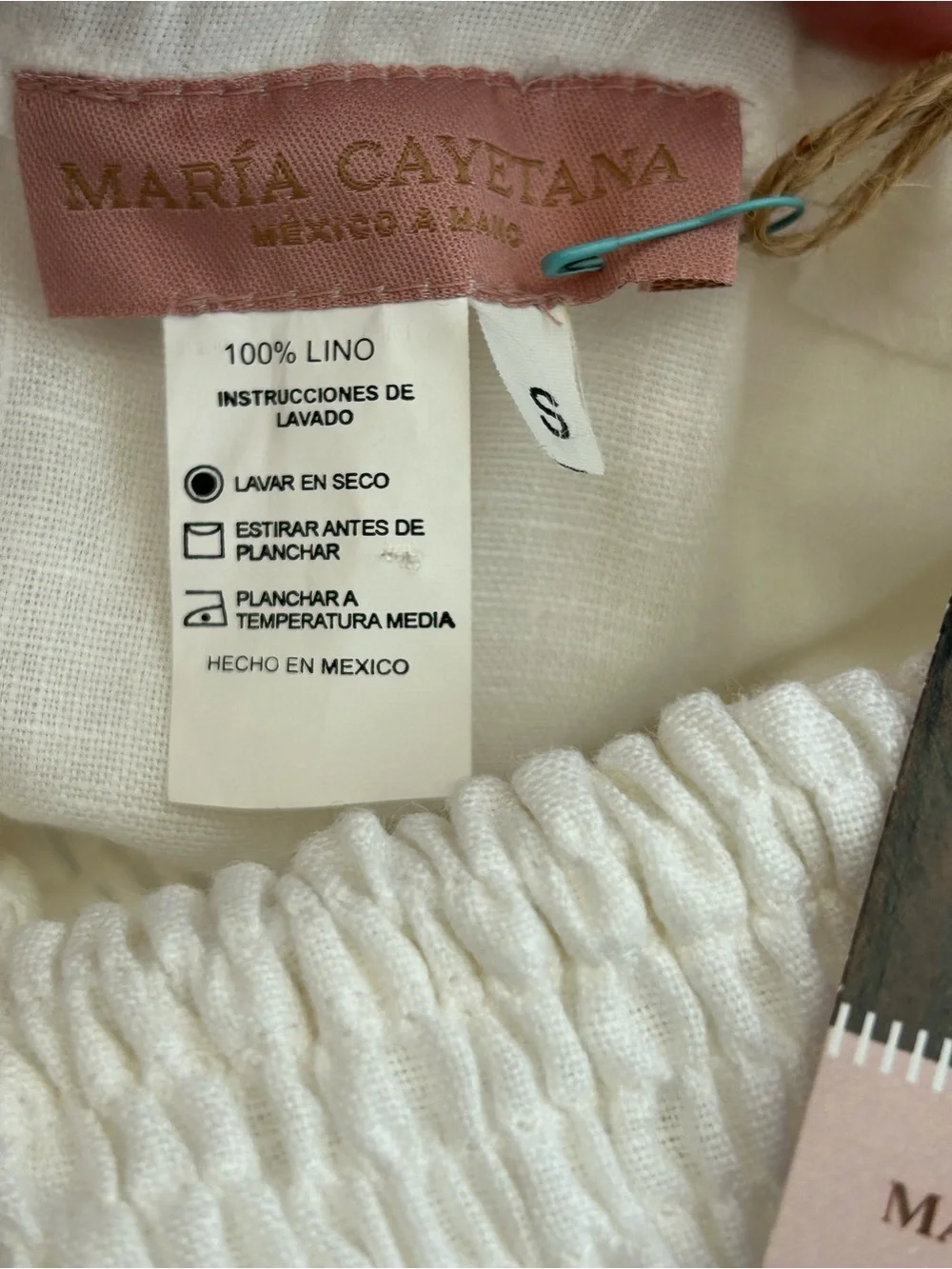 NWT Maria Cayetana Luxury Hand made in Mexico White Linen Maxi Dress - Picture 7 of 16